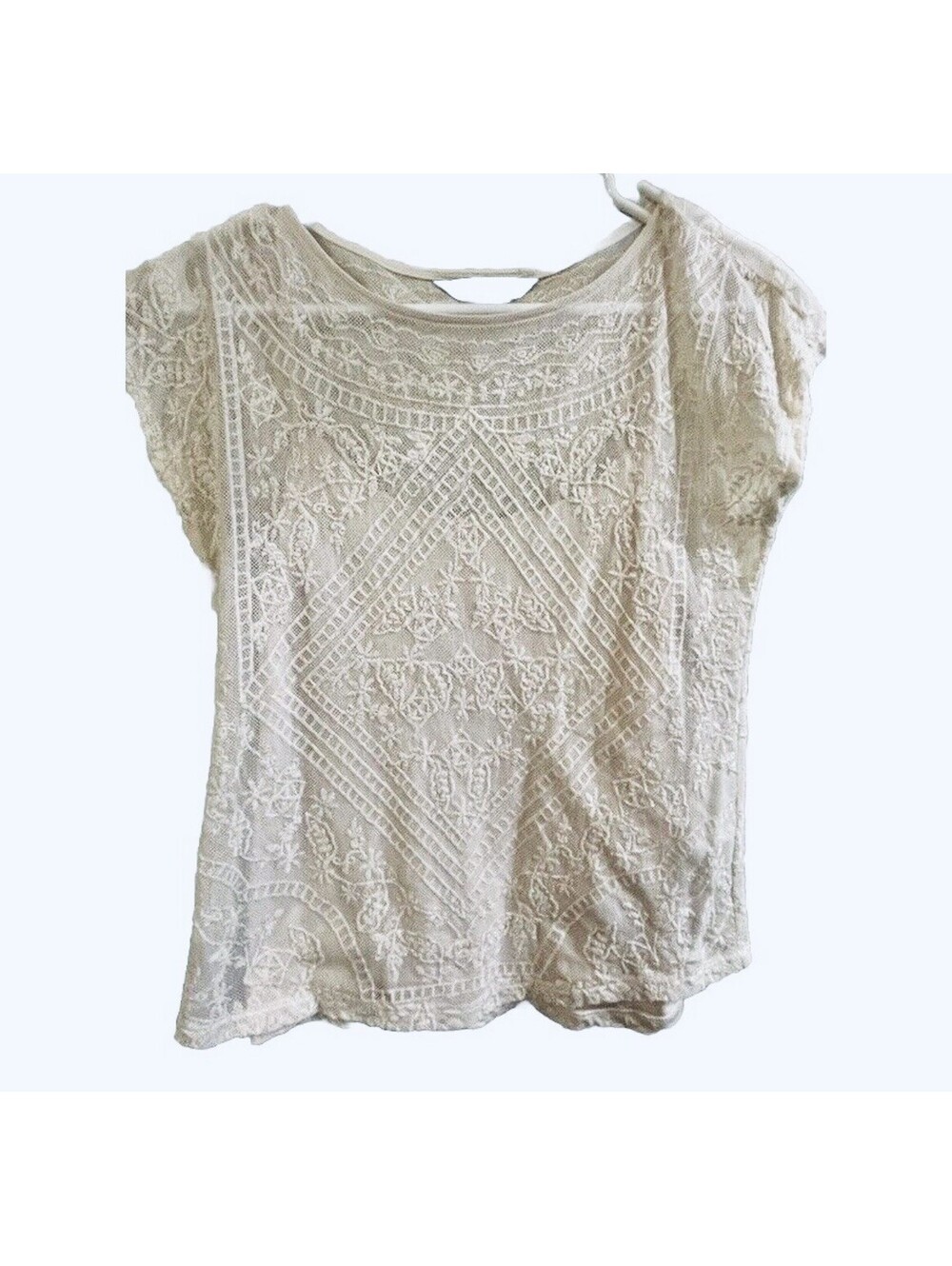Lauren Ralph Lauren Lace Ivory T-shirt & Cami Coastal Cowgirl XS